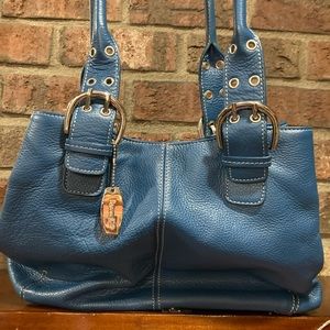 Tignanello Blue Pebbled Leather Convertible Bag
